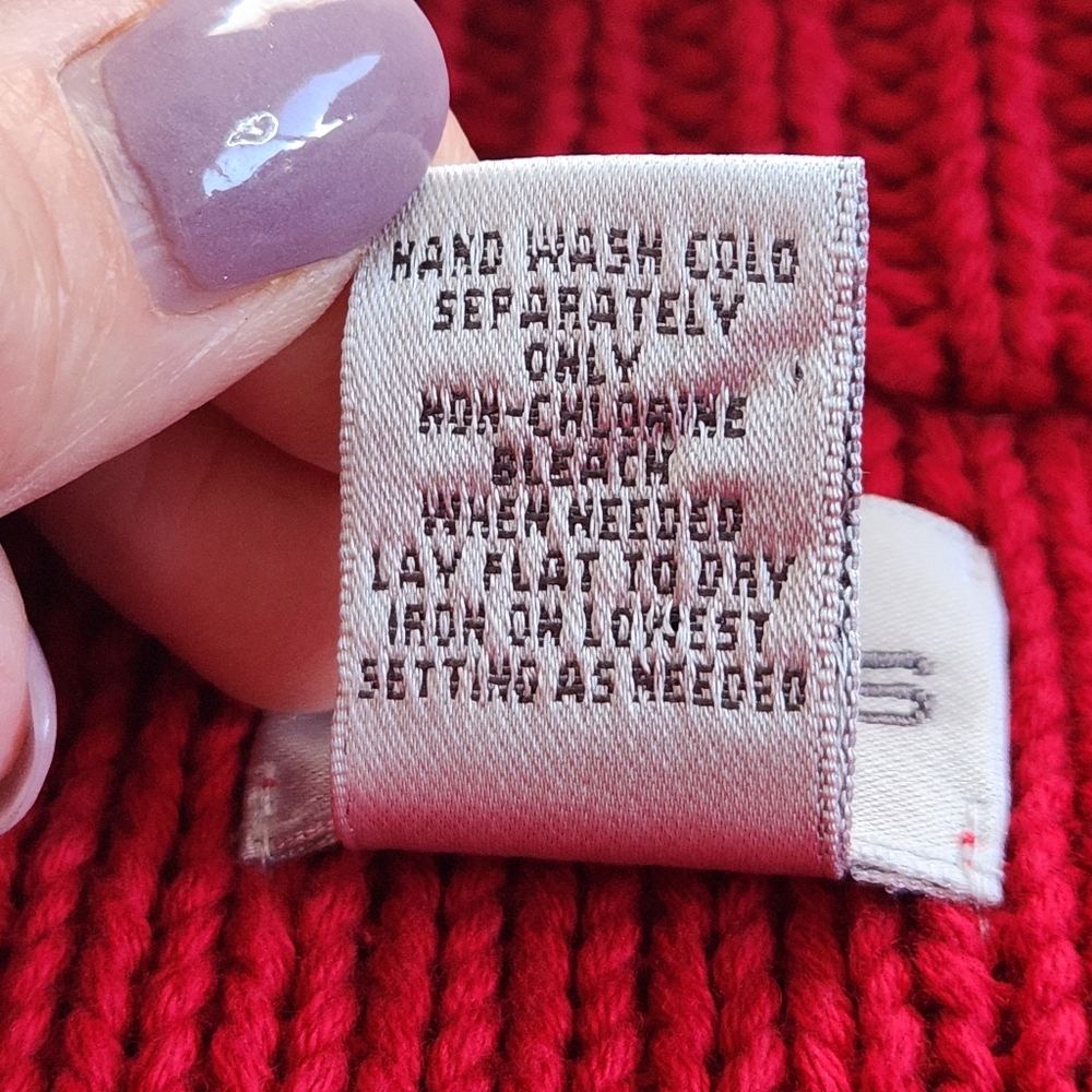 Chico's Cardigan Sweater Chunky Heavy Warm Red Rivet Big Buttons Large/ 3 - Picture 12 of 14